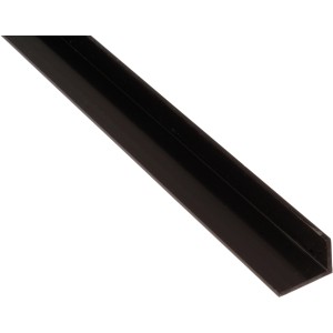 Schwarzes, ungleichschenkliges Winkelprofil aus Kunststoff, 10x40x2000 mm.