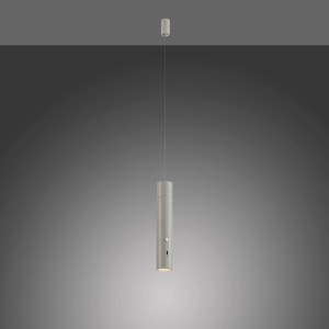 LED-Akku-Pendelleuchte Attach in Greige, 120 cm, dimmbar, für flexible Beleuchtung im Innenbereich.