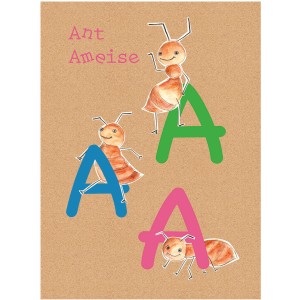 Komar Wandbild ABC Animal A, 40x50 cm mit Ameisen und bunten Buchstaben A.