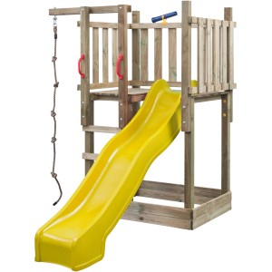 SwingKing Spielgerät Mario mit gelber Rutsche, Kletterseil und Teleskop. Ideal für Kinder.