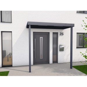 Gutta Rechteckvordach BS PLUS Anthrazit 200 x 90 cm 2 Pfosten und Ablauf Rechts