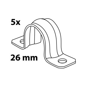 Kirchhoff Rohrschelle, doppelt, 26 mm, verzinkt, 5er-Set zur Befestigung von zwei Rohren.
