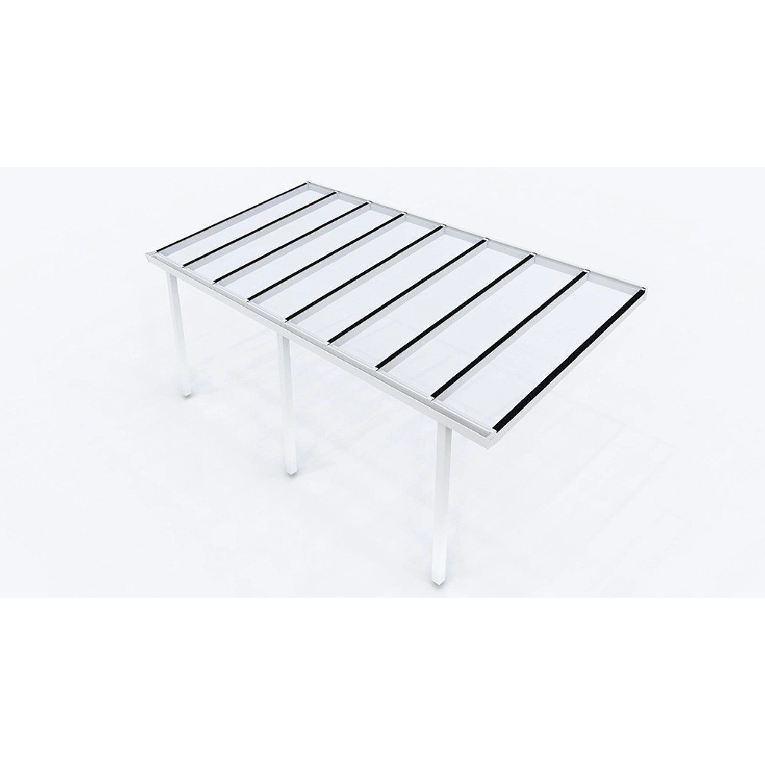 Weiße Terrassenüberdachung Basic mit Glasdach, 600x300 cm, stabile Aluminiumkonstruktion.