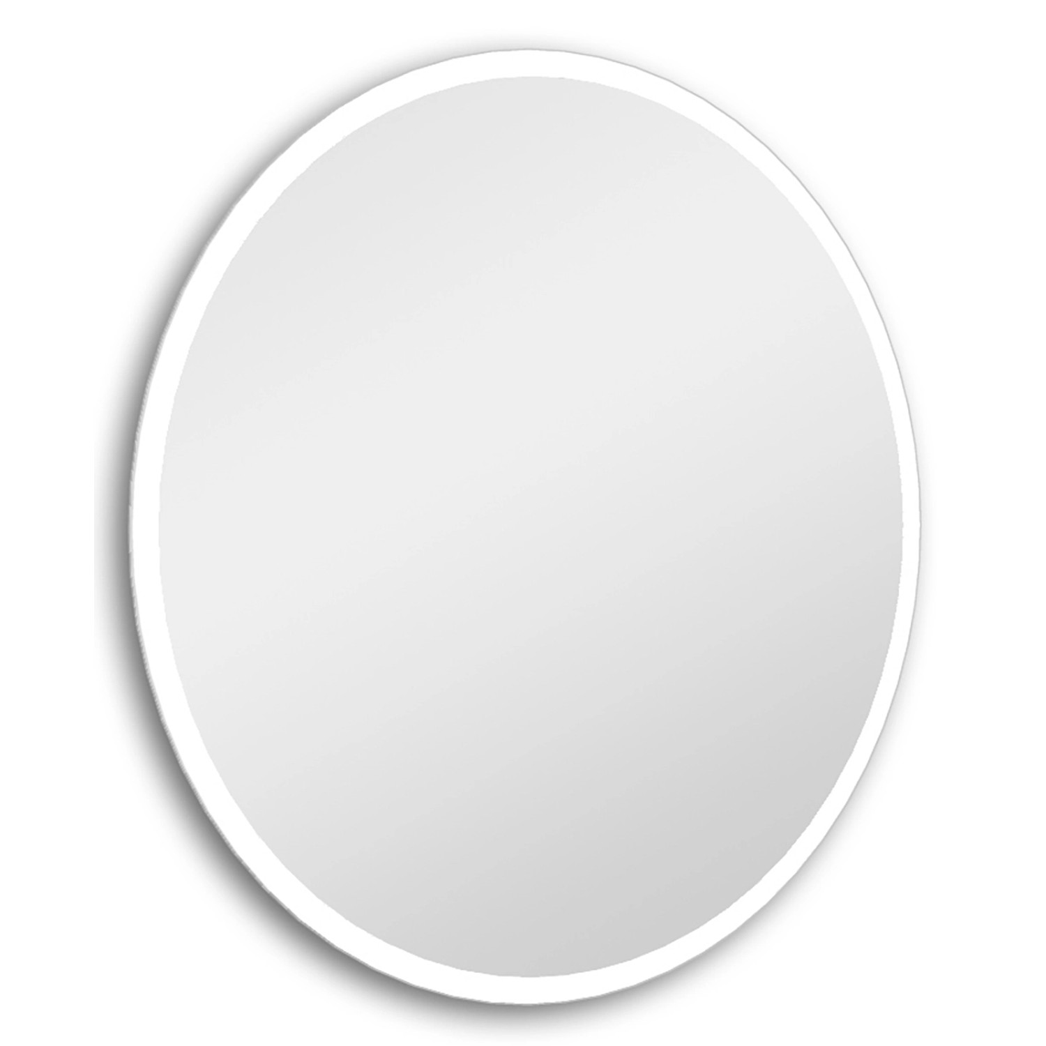 Runder DSK Design LED-Lichtspiegel Bright Circle, Ø 50 cm, mit umlaufender, sandgestrahlter LED-Beleuchtung.