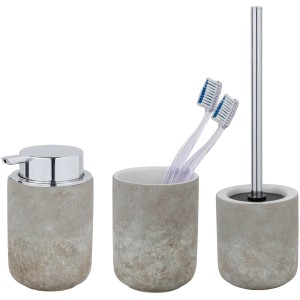 Schöner Wohnen Bad-Accessoire Set Londa Keramik Grau 3-teilig