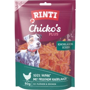 Rinti Chicko Plus Knoblauchecken mit Huhn, 80g. Hunde-Snacks mit Huhn und Knoblauch.