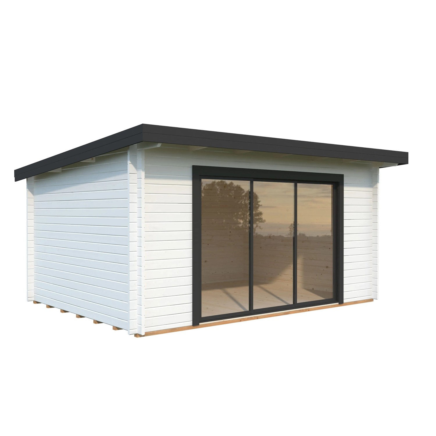 Palmako Gartenhaus Lea Slide 450 x 330 cm Lackiert Weiß-Anthrazit FSC ...