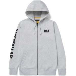 Grauer Cat Zip Hoodie Banner in Größe L für Arbeitskleidung, mit Reißverschluss und Kapuze.