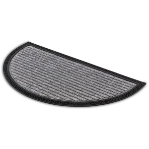 Halbrunde, silberne Astra Türmatte Border Star, 40x70 cm, mit schwarzem Rand.