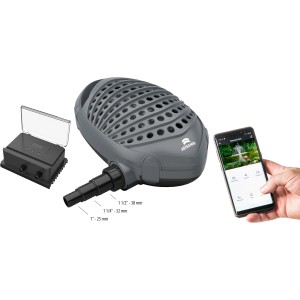 Heissner Aqua Craft Smart Teichpumpe 20000 mit Controller und App-Steuerung.