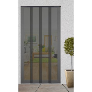 Lamellenvorhang Tür, 120x250 cm, Insektenschutz mit teleskopierbarem, anthrazitfarbenem Rahmen.