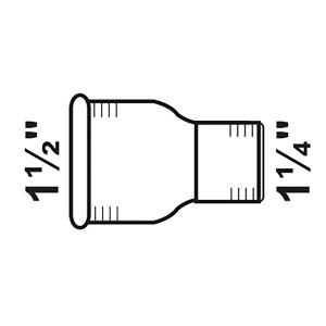 Abbildung einer Reduzier-Doppelmuffe, 44,9 mm x 39 mm, verzinkt, für Temperguss-Fittings.