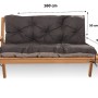 Schwarze Setgarden Bankauflage 160x50x50cm für 3-Sitzer Gartenbänke. Zweiteiliges, getuftetes Outdoor Kissen mit Rückenlehne.