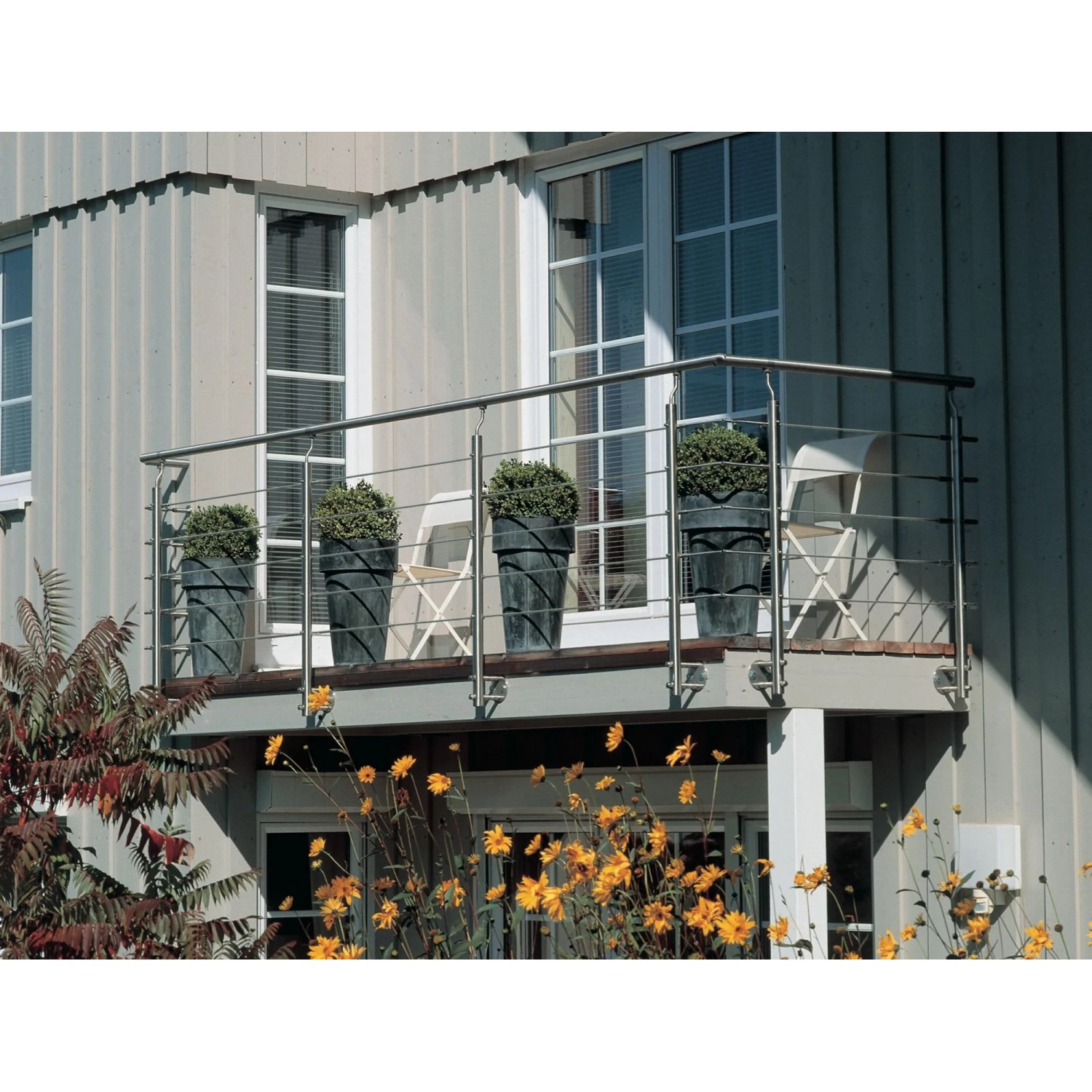 Dieda Geländer-Set L-Form Edelstahl V2A Seitliche Montage 13 m Silber_2