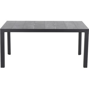 Rechteckiger Gartentisch Silva Wood Grey von Siena Garden, 90x160,5 cm, mit Keramik-Tischplatte und Aluminiumgestell.