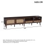 okwish TV Schrank mit Rattan Türen Schubladen Füßen Stauraum 200x37x49.5cm Braun_5