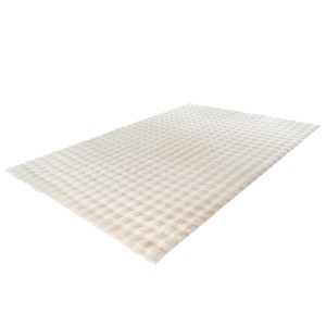 Elfenbeinfarbener Lalee Teppich Harmony, 80x150 cm, mit weicher 3D-Struktur. Teppichläufer für Wohnzimmer.