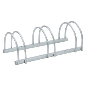 Feuerverzinkter 3er Fahrradparkständer für bis zu drei Fahrräder, zur Bodenmontage.