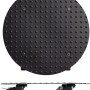 Schwarzer, runder Wagner Pflanzenroller GH 7006 Ø 38 cm mit Noppen und Rollen.