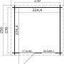 Grundriss Lasita Holz-Gartenhaus Wels 2 Natur, Maße 263,7x250cm, ideal als Gerätehaus.