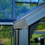 Detailaufnahme Juliana Gewächshaus Orangerie 15, Schwarz-Anthrazit, Rahmen und Dachecke.