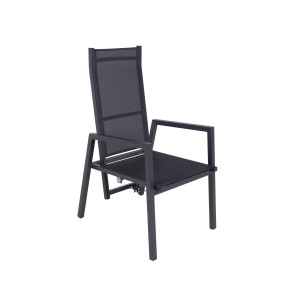 Gartenstuhl Sintra in Grau-Schwarz mit verstellbarer Rückenlehne für Garten und Terrasse.