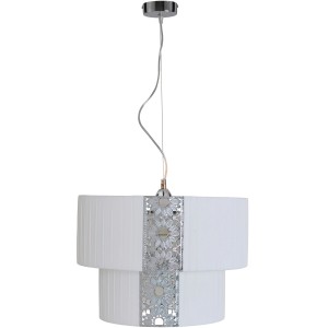 Weiße Näve Pendelleuchte Dandy mit floralem Metall-Dekor, ideal als Wohnraumbeleuchtung.