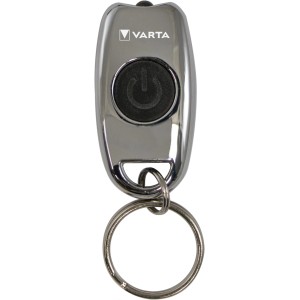 Varta Schlüsselanhängerlicht aus Metall, chrombeschichtet, mit Schlüsselring und Batterien.