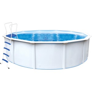 Steinbach Stahlwandpool Set Nuovo de Luxe II, Ø 550 cm, mit Leiter. Rundpool für den Garten.