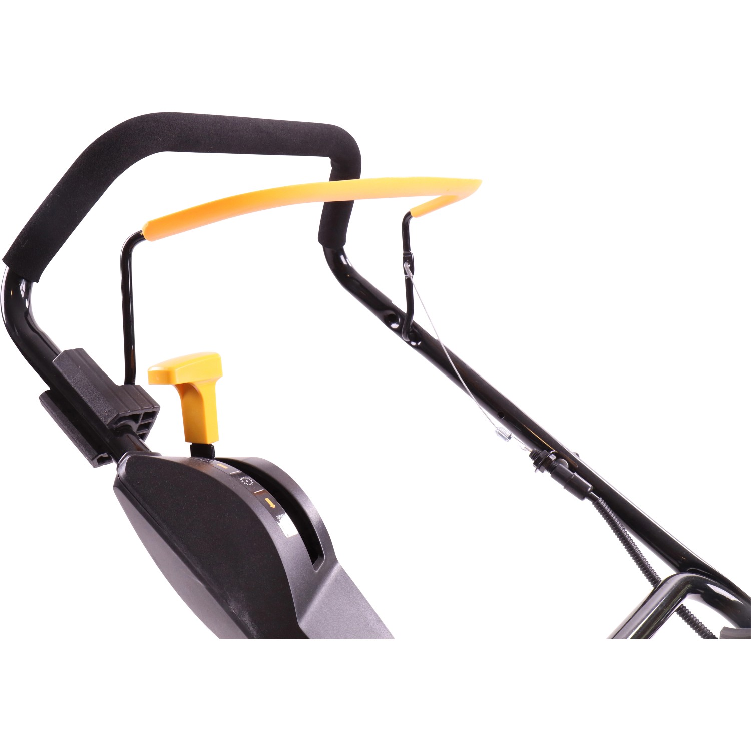 Detailaufnahme: Bedienelemente des Texas Benzin-Vertikutierer Pro Cut 400TG.