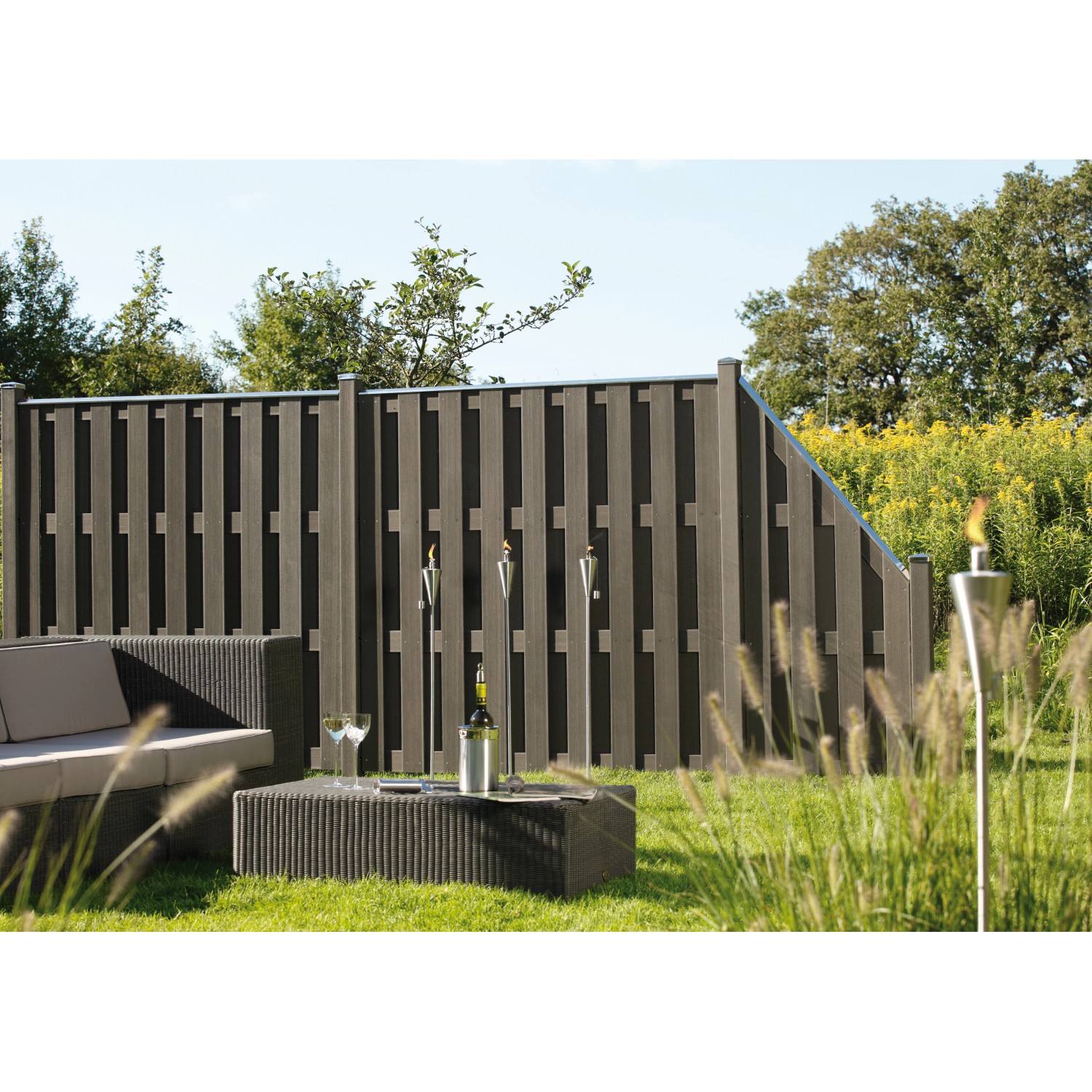 Zaun Zubehör Pfosten WPC Anthrazit mit Metallkern 8 cm x 8 cm x 100 cm