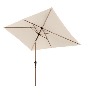 Doppler Kurbelschirm Life Wood, 300x200 cm, Natur. Rechteckiger Balkonschirm mit Holzoptik und Kurbel.