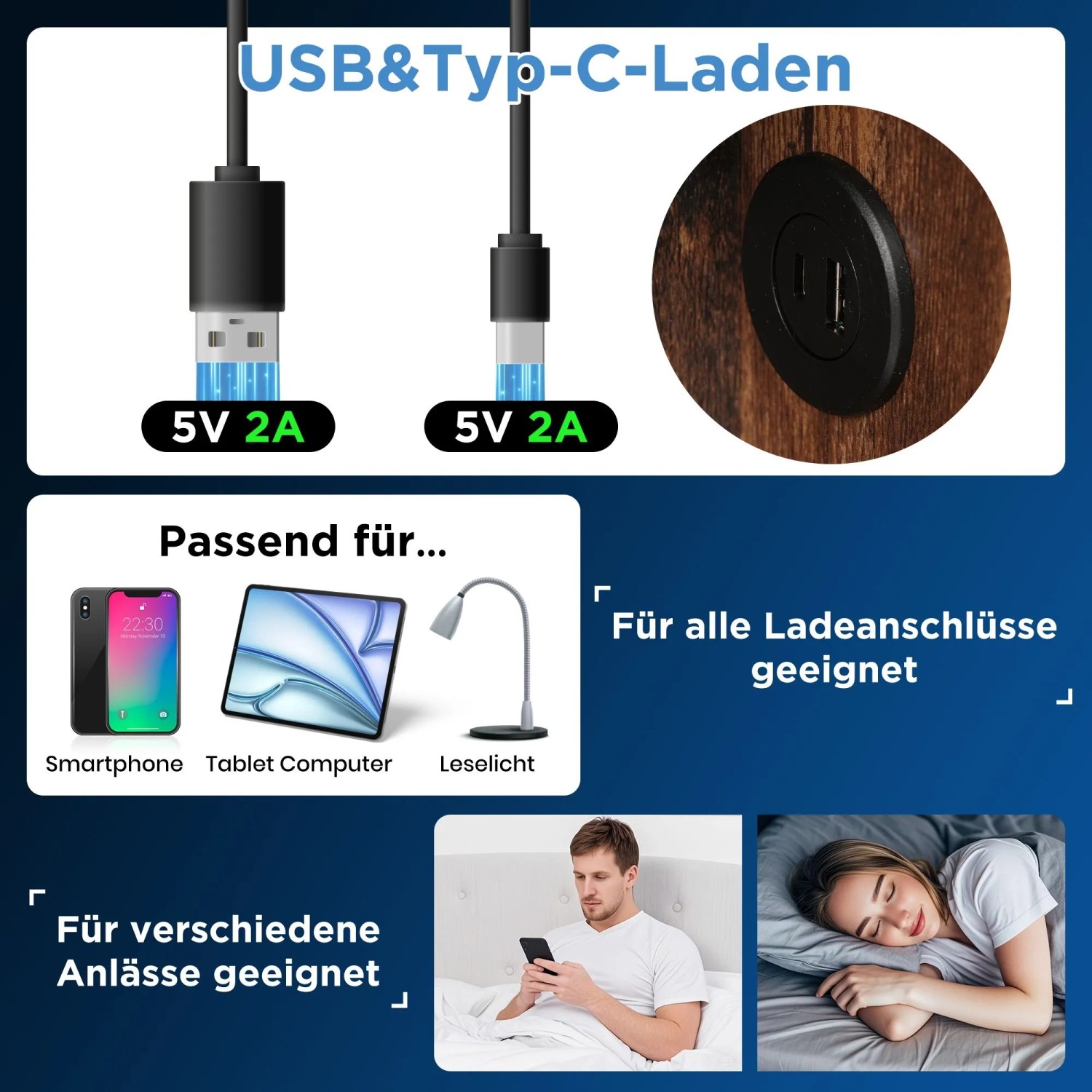 okwish Polsterbett 90x200cm mit USB C Laden Schlafzimmer Grau Leinen ohne Matratze_9