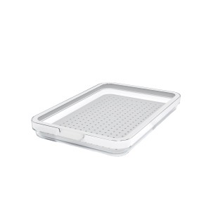 Rotho Kühlschrankorganizer Cauma 1,3 l, transparenter Behälter mit Abtropfeinsatz für den Kühlschrank.