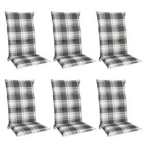 6er Set Beautissu Hochlehner Auflagen Sunny, 120x50x6cm, mintgrün kariert, für Gartenstühle.
