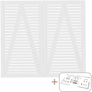 Weißes Doppeltor Tokyo aus Nadelholz, 200x180 cm, mit Beschlägen für Gartenzäune.