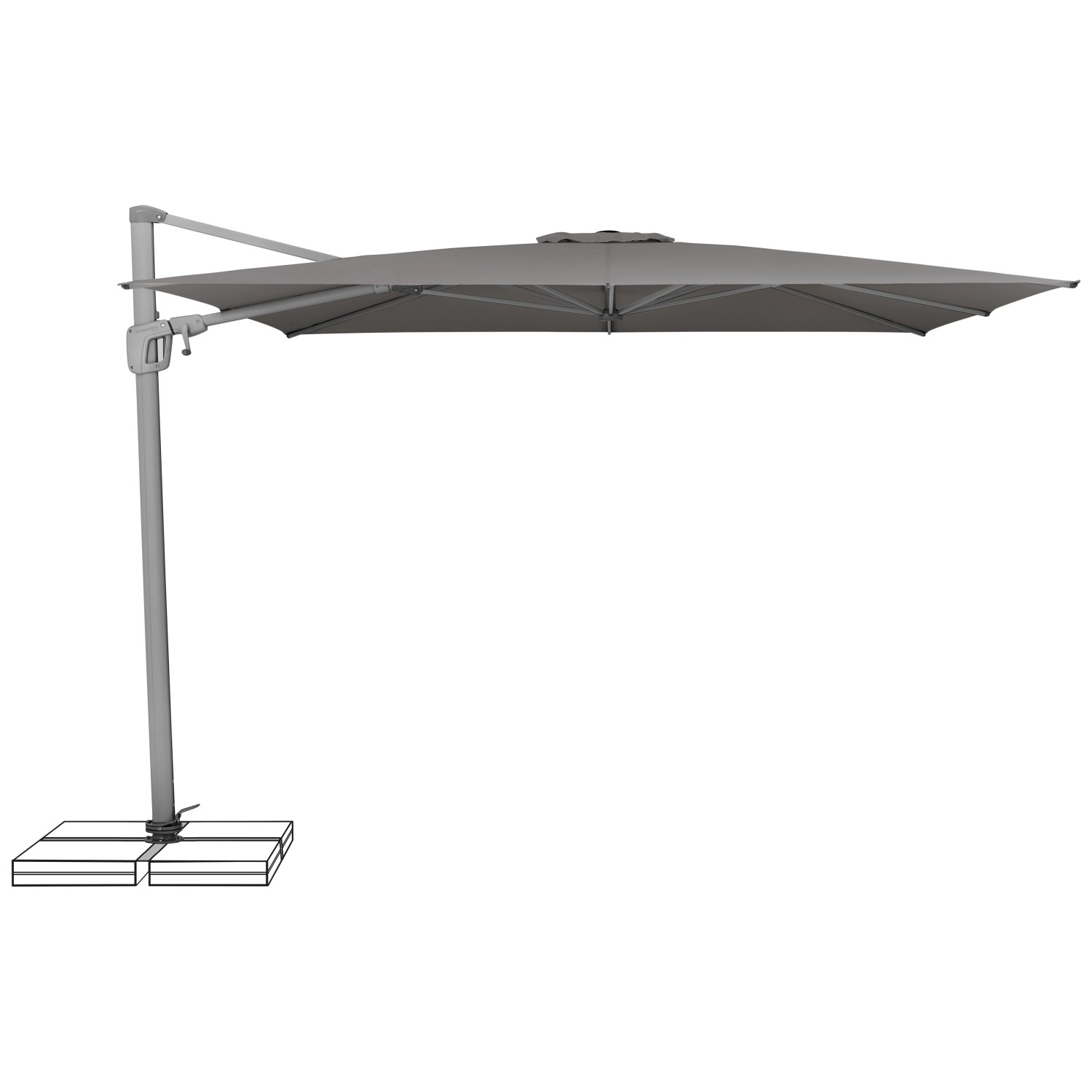 Suncomfort by Glatz Ampelschirm, 300 cm, Stone Grey, mit Dreh- und Neigungsfunktion.