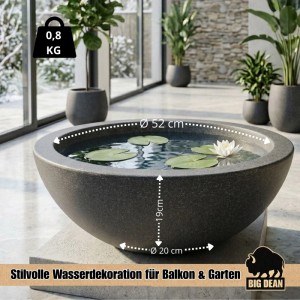 BigDean Miniteich Brunnen Set Schale mit Teichkugeln Innen und Außen Komplettset 52cm Durchmeseser