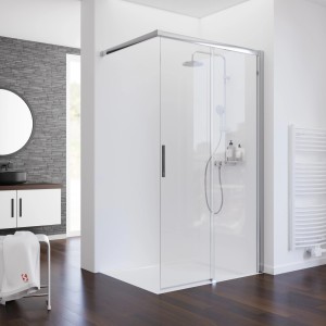 Schulte Schiebetür Walk In Chrom-Optik 120 cm x 200 cm DIN Rechts