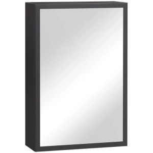 Schwarzer Edelstahl Spiegelschrank 40x15x60 cm mit Frontspiegel für Bad. 3 Fächer, wandmontiert.