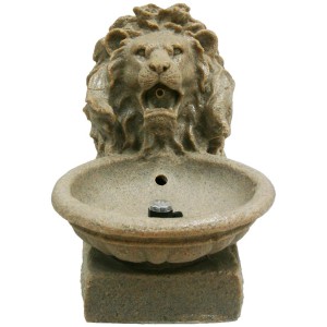 AcquaArte Terrassenbrunnen Basel mit Löwenkopf, 38x45x52cm, LED-Beleuchtung.