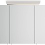 Posseik Spiegelschrank, 100 cm, Weiß Hochglanz mit LED-Lampe und Glasböden.