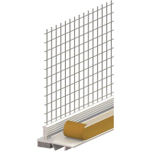 Catnic Laibungsprofil mit Gewebe und Schutzlippe für Putzarbeiten im Detail.