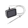 Weber Smart Hub Display-Basisstation in Schwarz-Silber mit Temperaturfühler für Grillutensilien.