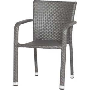 Grauer Siena Garden Stapelsessel Minas aus Gardino-Geflecht und Aluminium.