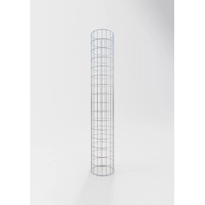 Leere, runde Gabiona Gabionen-Säule, Ø 27 cm x 160 cm, Maschen 5x10 cm, zur individuellen Befüllung.