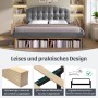 okwish Polsterbett 140x200cm mit Samtbezug Schubladen Jugendbett Grau ohne Matratze_9