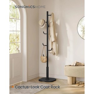Schwarze Songmics Garderobe in Kaktusform mit 8 Haken für Jacken, Hüte und Taschen.