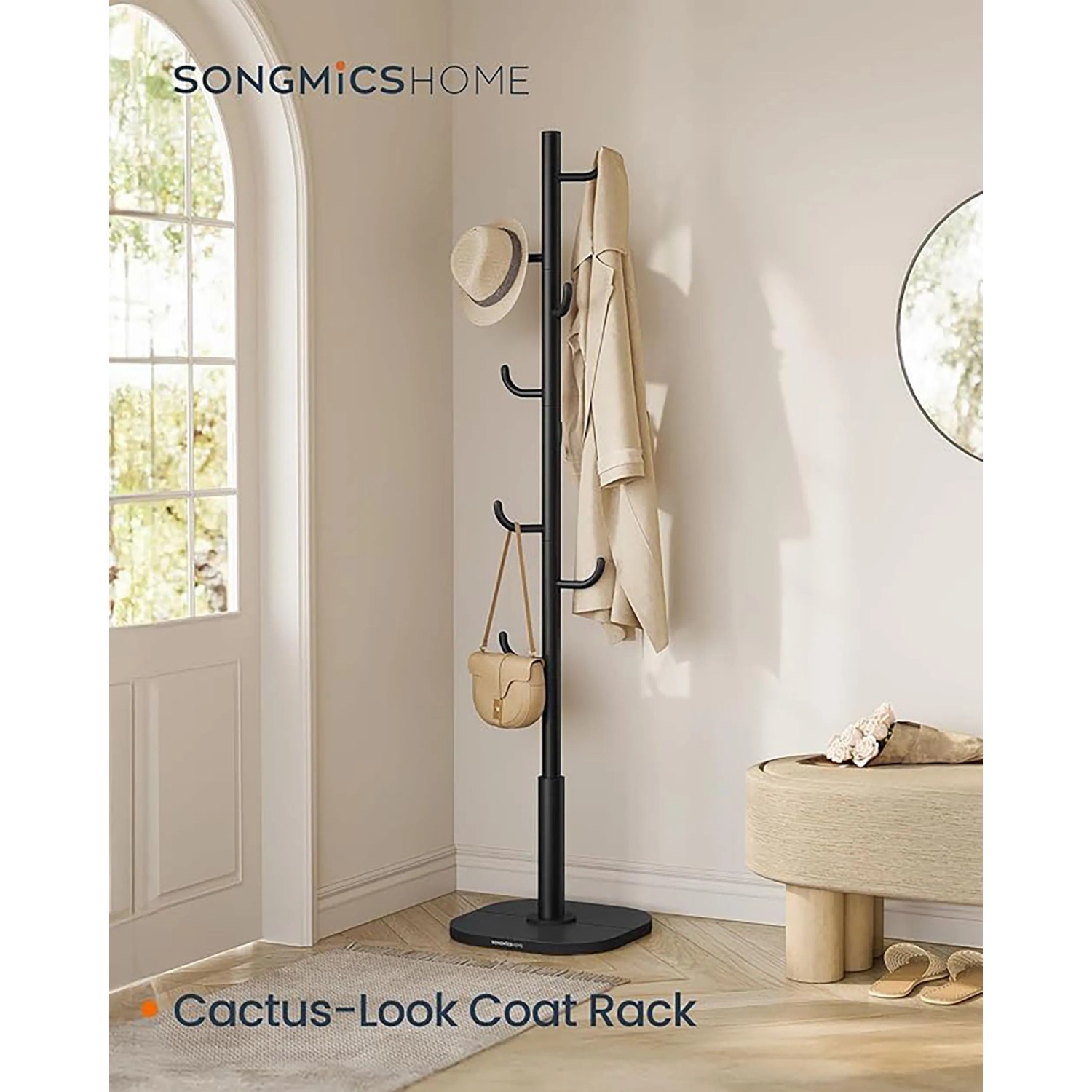 Songmics Garderobe Alan in Kaktus-Form 8 Haken Schwarz kaufen bei OBI