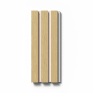 Akustikpaneel Muster Eiche unbehandelt, braunes MDF mit weißem Filz, 29,5x15cm.